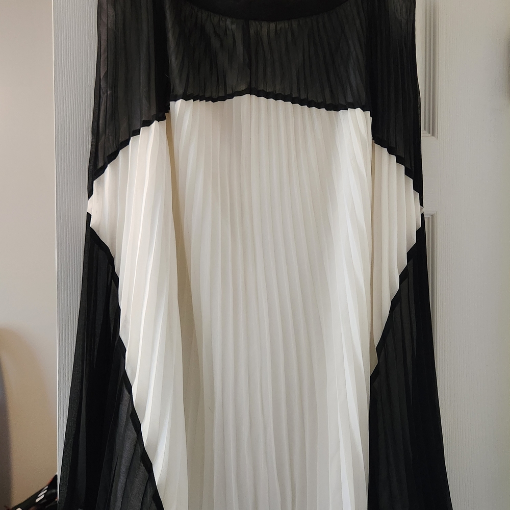 Black and White Pleated Dress